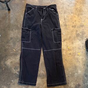H&M Black Cargo Pants with White Stitching
